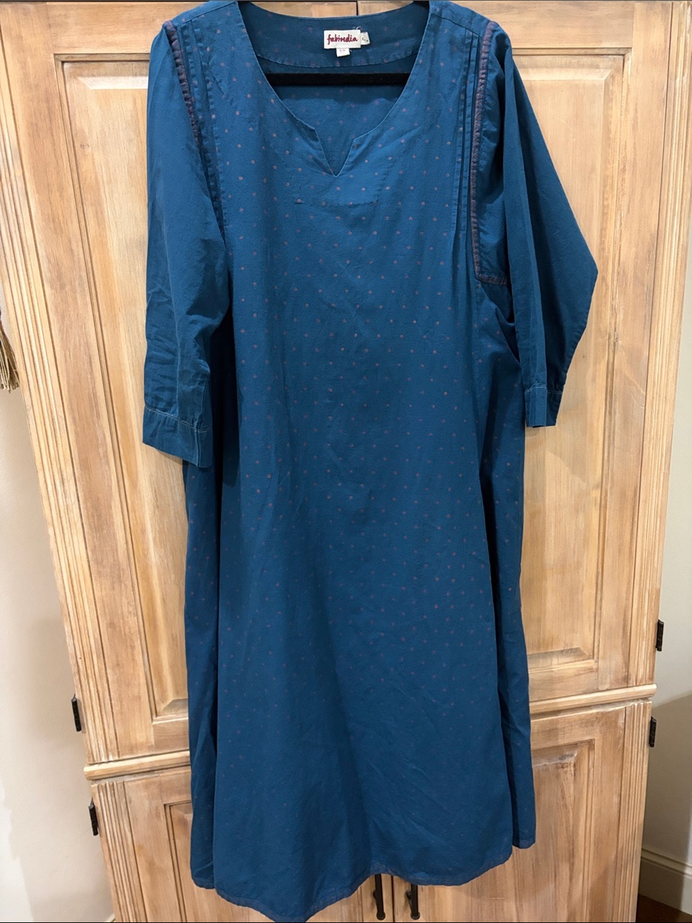 Fabindia Teal Blue Cotton Shift Dress kurti or kaftan
